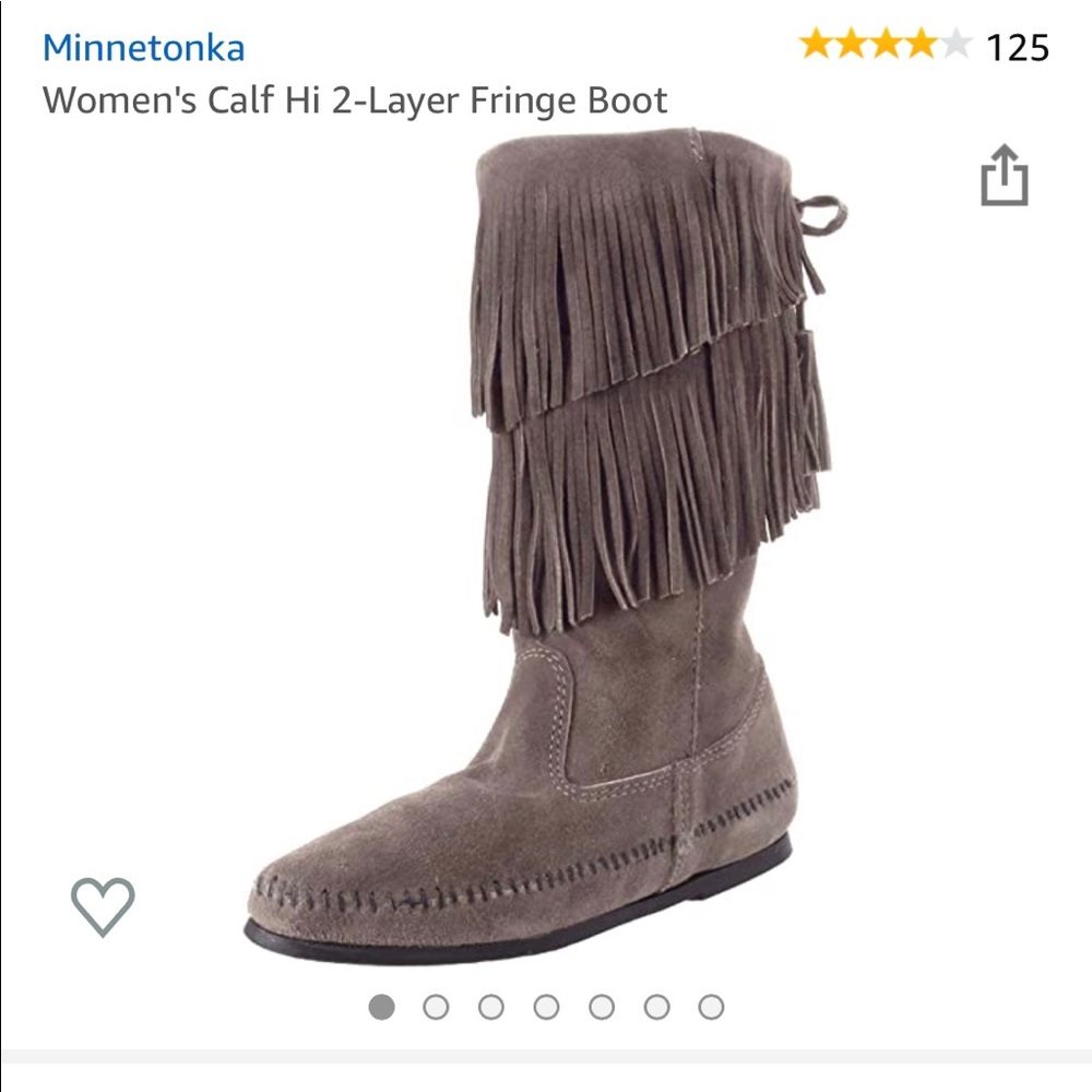 | Minnetonka Calf Hi 2-Layer Fringe Boot |